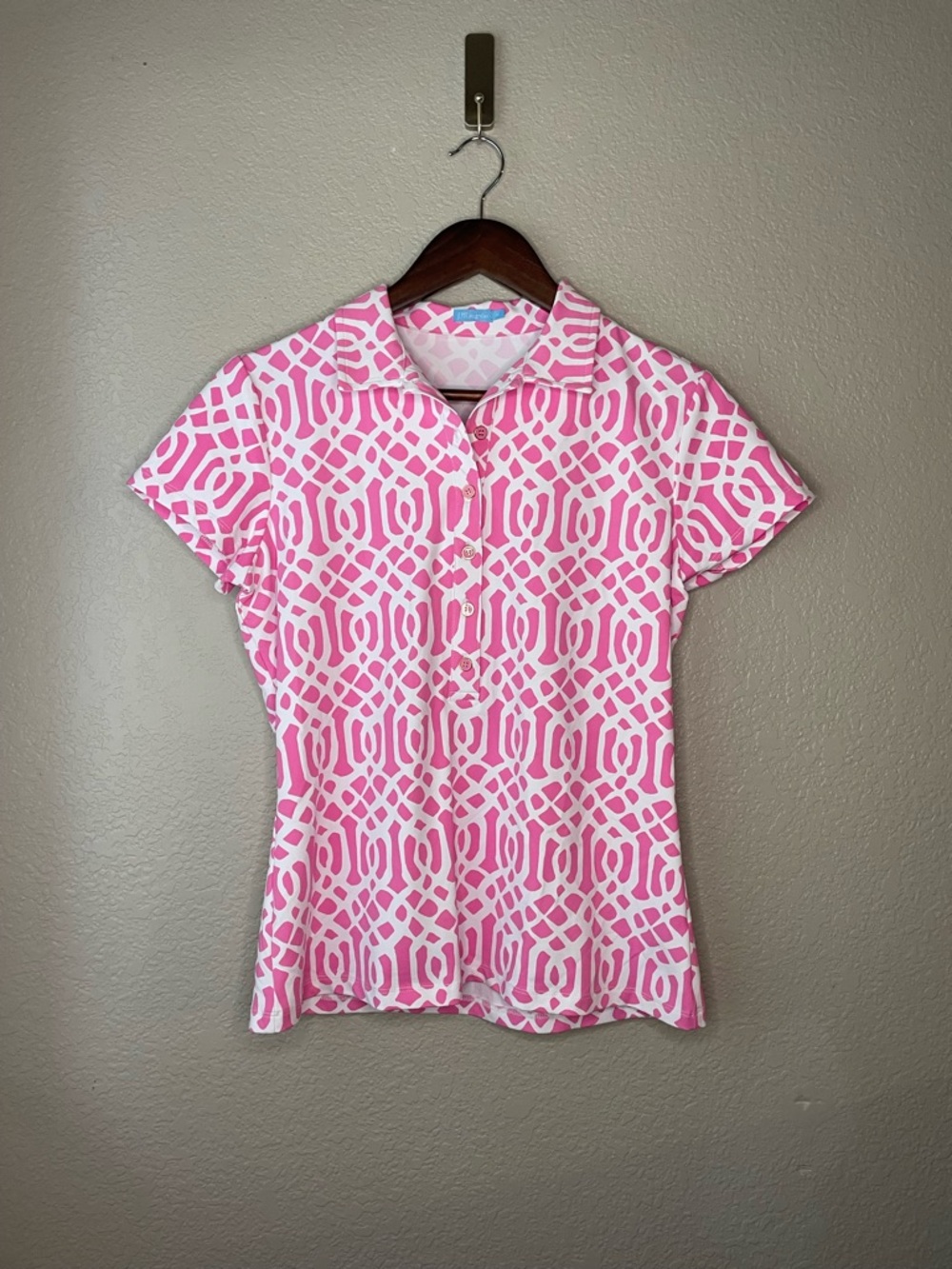 J McLaughlin Medium Catalina Cloth Mega Elsie Polo Top Golf Stretch Preppy